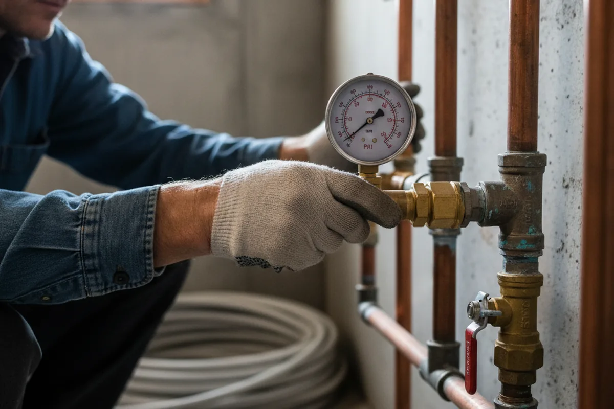 Pressure testing a repaired line during Water Line Repair in Sugarcreek